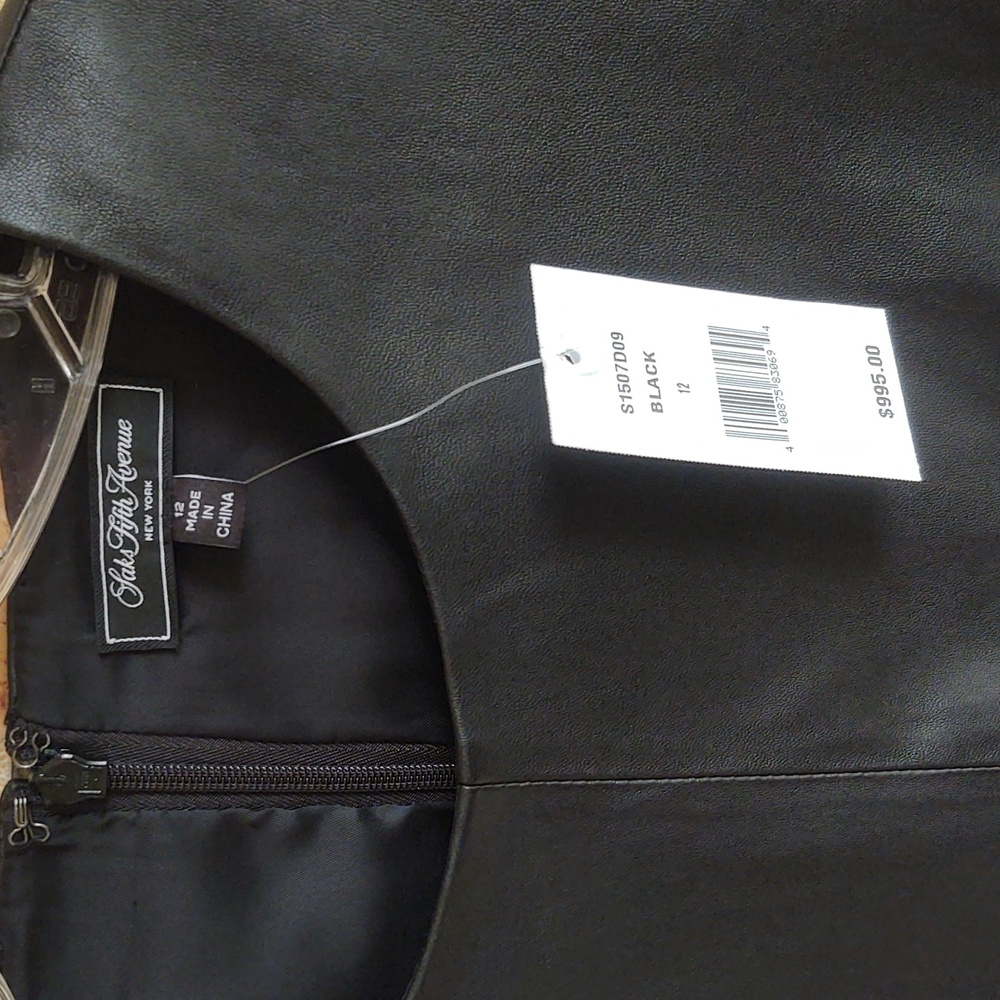 Saks Fifth Ave Leather Sheath Dress - Picture 4 of 8